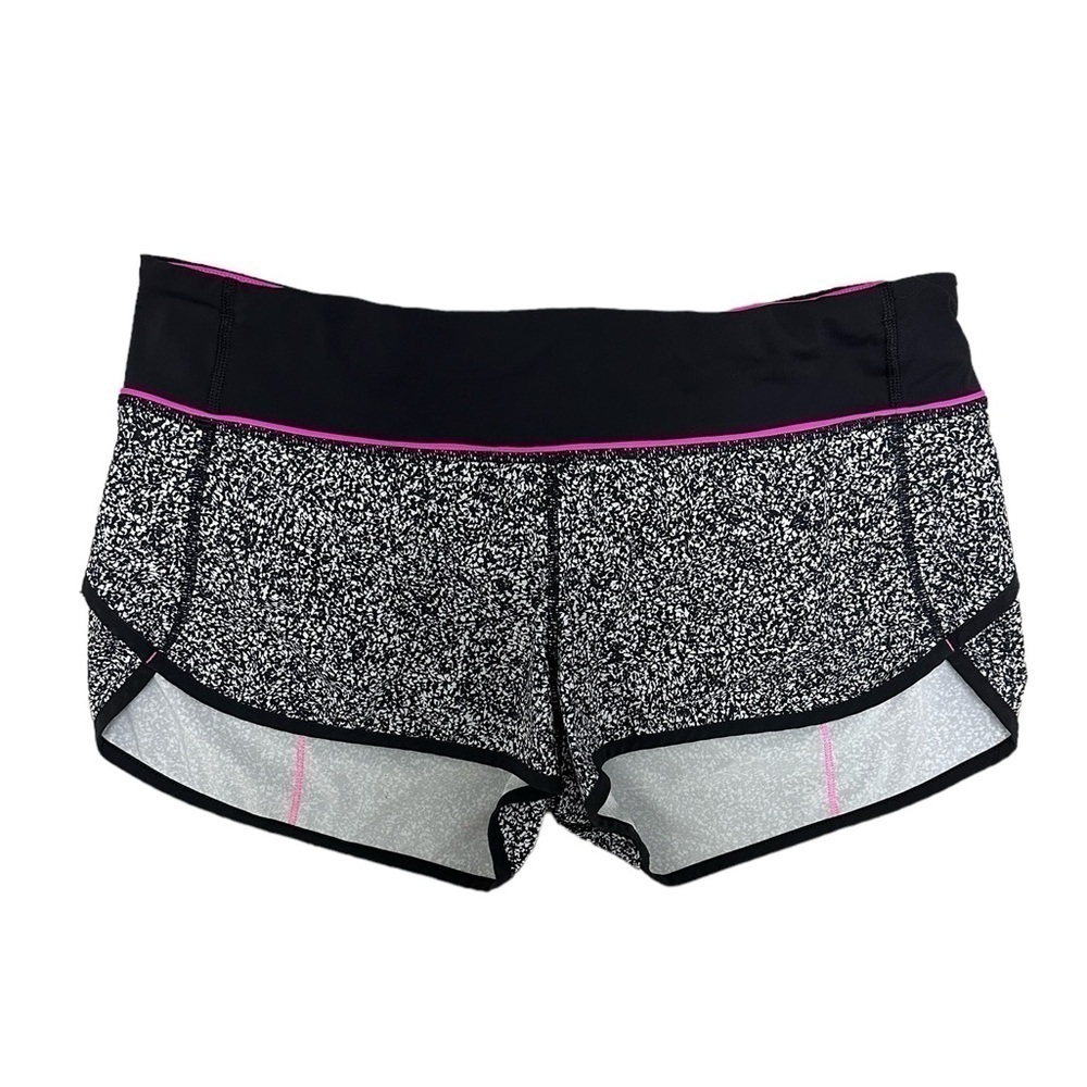 Lululemon Speed Shorts Size 8 Static White Black/Black/Raspberry Glo Light RARE